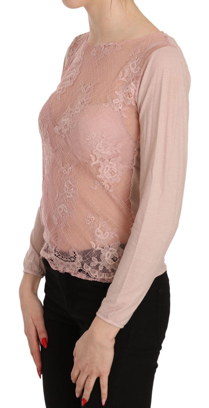 PINK MEMORIES Chic Pink See-Through Cotton Blouse