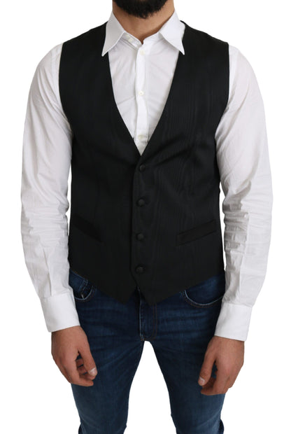 Dolce & Gabbana Elegant Silk Formal Gray Vest