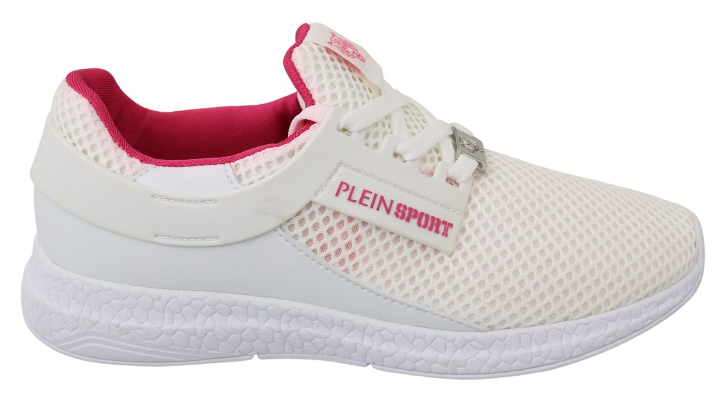 Philipp Plein Chic White Becky Sneakers with Pink Accents