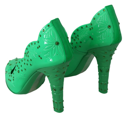 Dolce & Gabbana Enchanting Crystal Cinderella Pumps in Lush Green