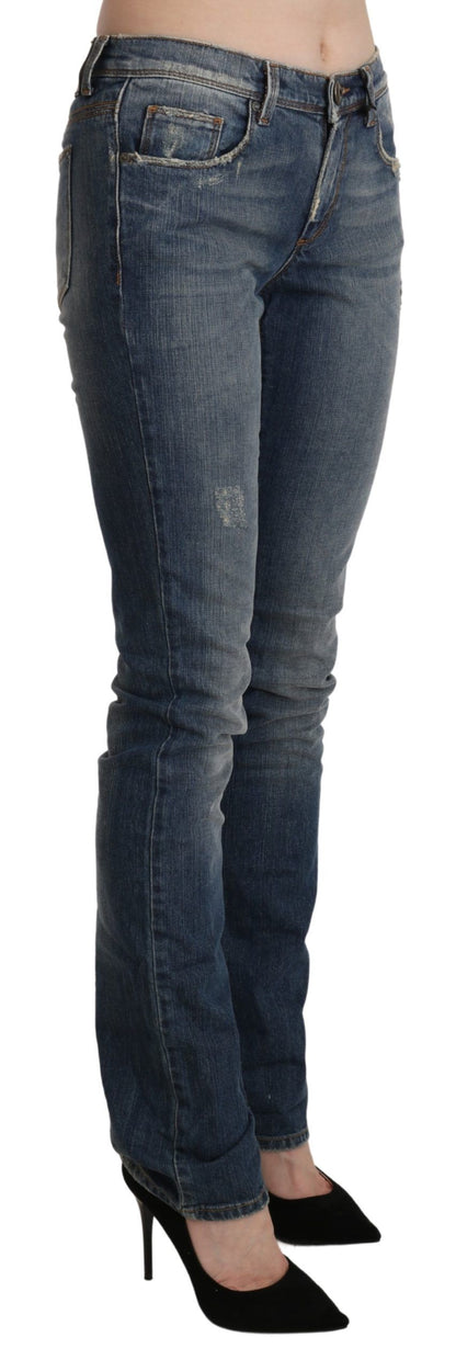 Ermanno Scervino Chic Mid Waist Skinny Denim in Blue Washed