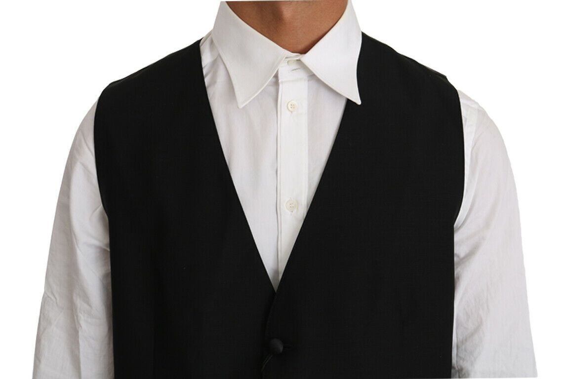 Dolce & Gabbana Elegant Black Formal Wool Blend Vest