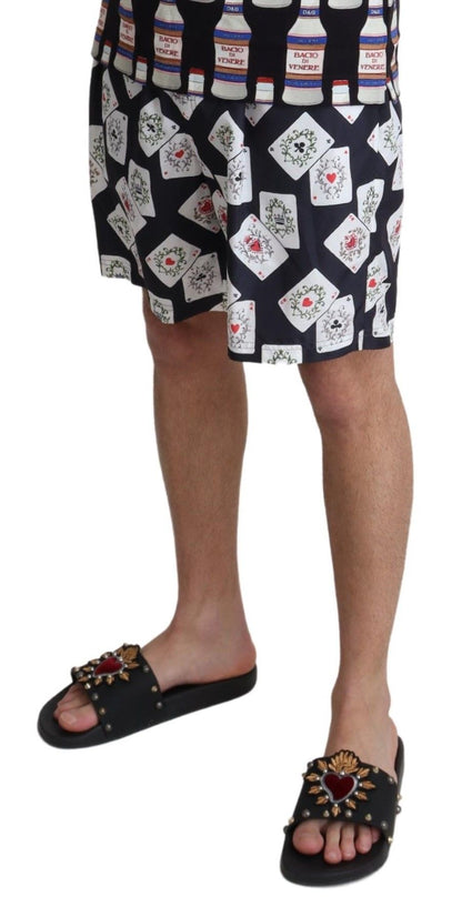 Dolce & Gabbana Multicolor Card Deck Printed Swim Trunks