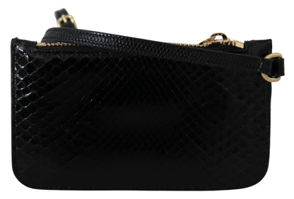 Dolce & Gabbana Elegant Python Pattern Leather Wristlet Wallet