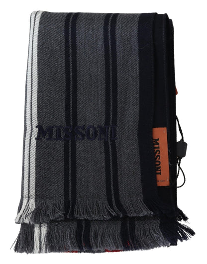 Missoni Elegant Multicolor Wool Scarf with Logo Embroidery