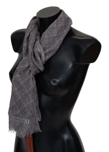 Missoni Elegant Wool Silk Blend Plaid Scarf