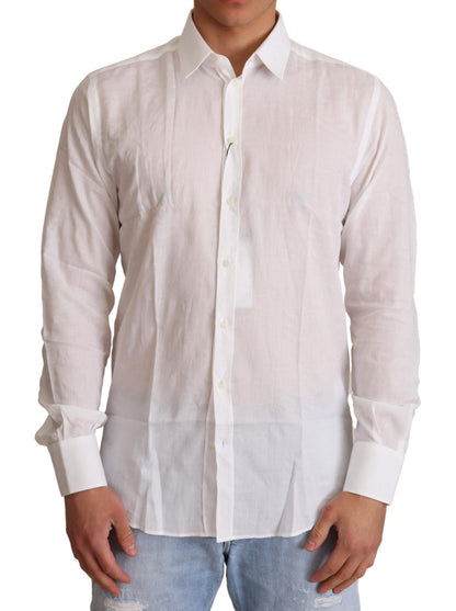 Dolce & Gabbana Elegant White Slim Fit Martini Dress Shirt