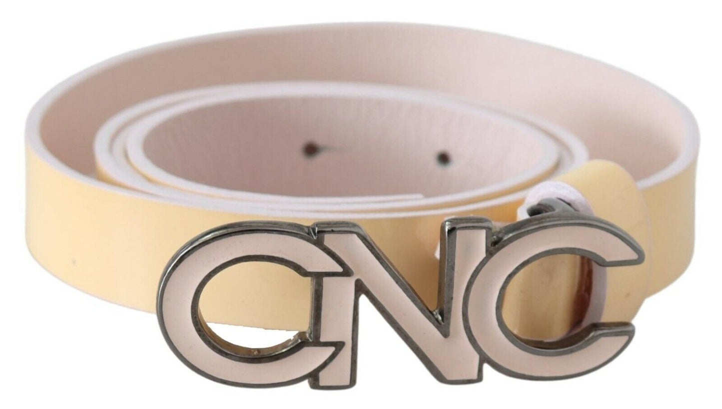 Costume National Chic Beige Logo Leather Belt