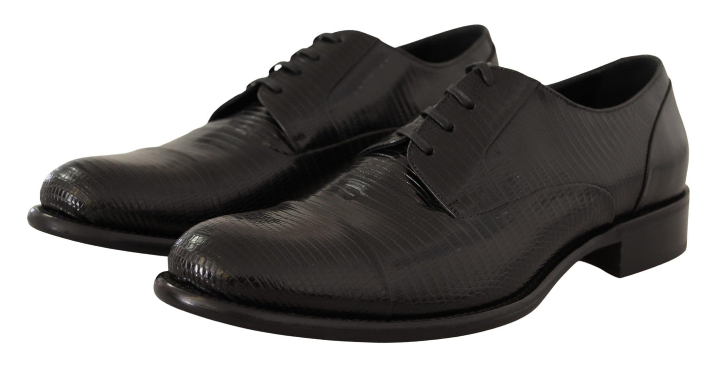 Dolce & Gabbana Elegant Black Lizard Skin Derby Shoes