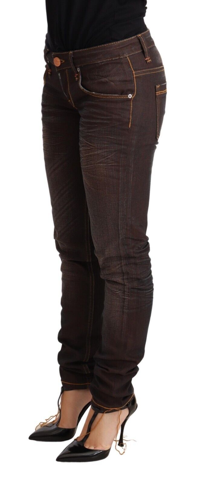 Acht Chic Low Waist Skinny Brown Jeans