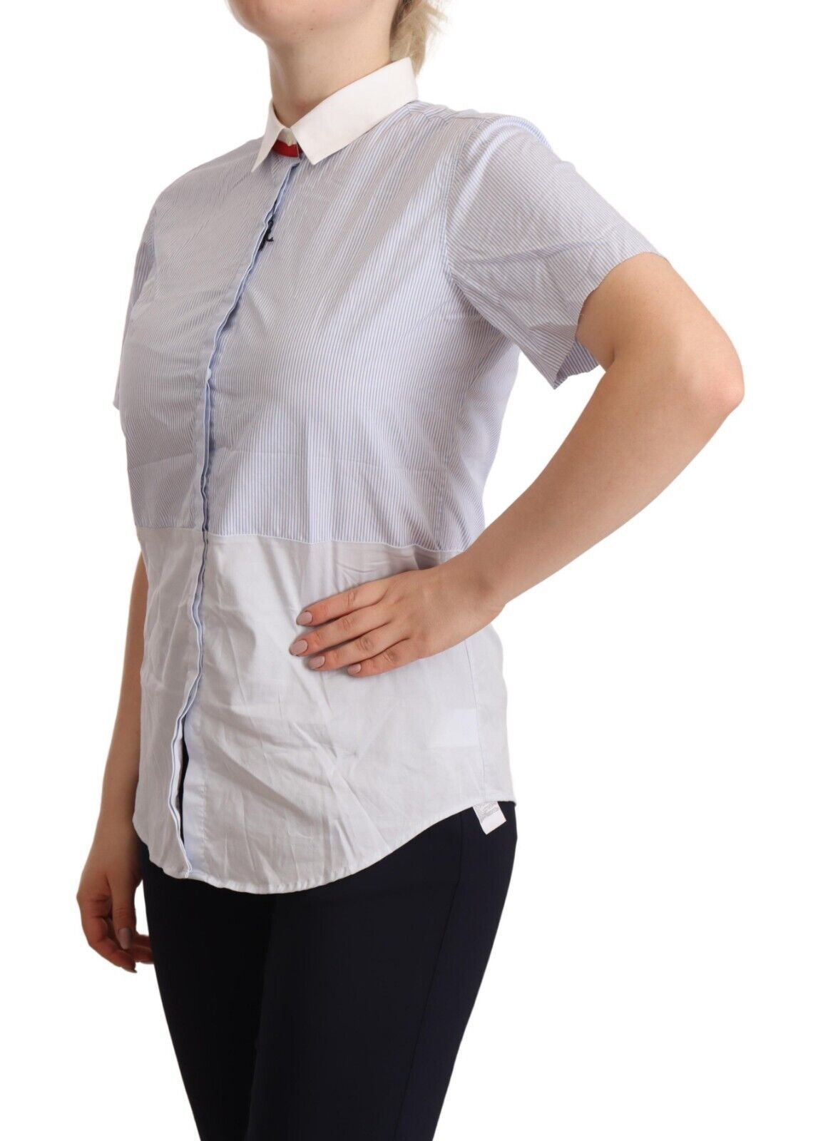 AGLINI Chic Light Blue Polished Cotton Polo Top