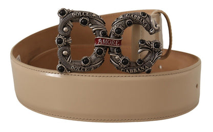 Dolce & Gabbana Vintage-Brass Logo Pearl Embellished Belt