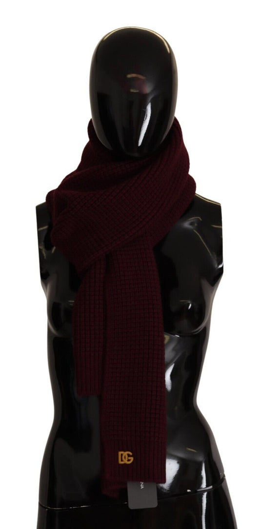 Dolce & Gabbana Elegant Cashmere Knit Scarf in Dark Red