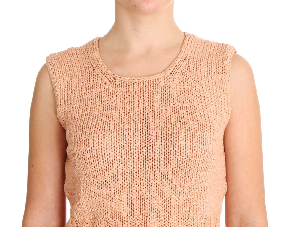 PINK MEMORIES Elegant Pink Knitted Sleeveless Vest Sweater