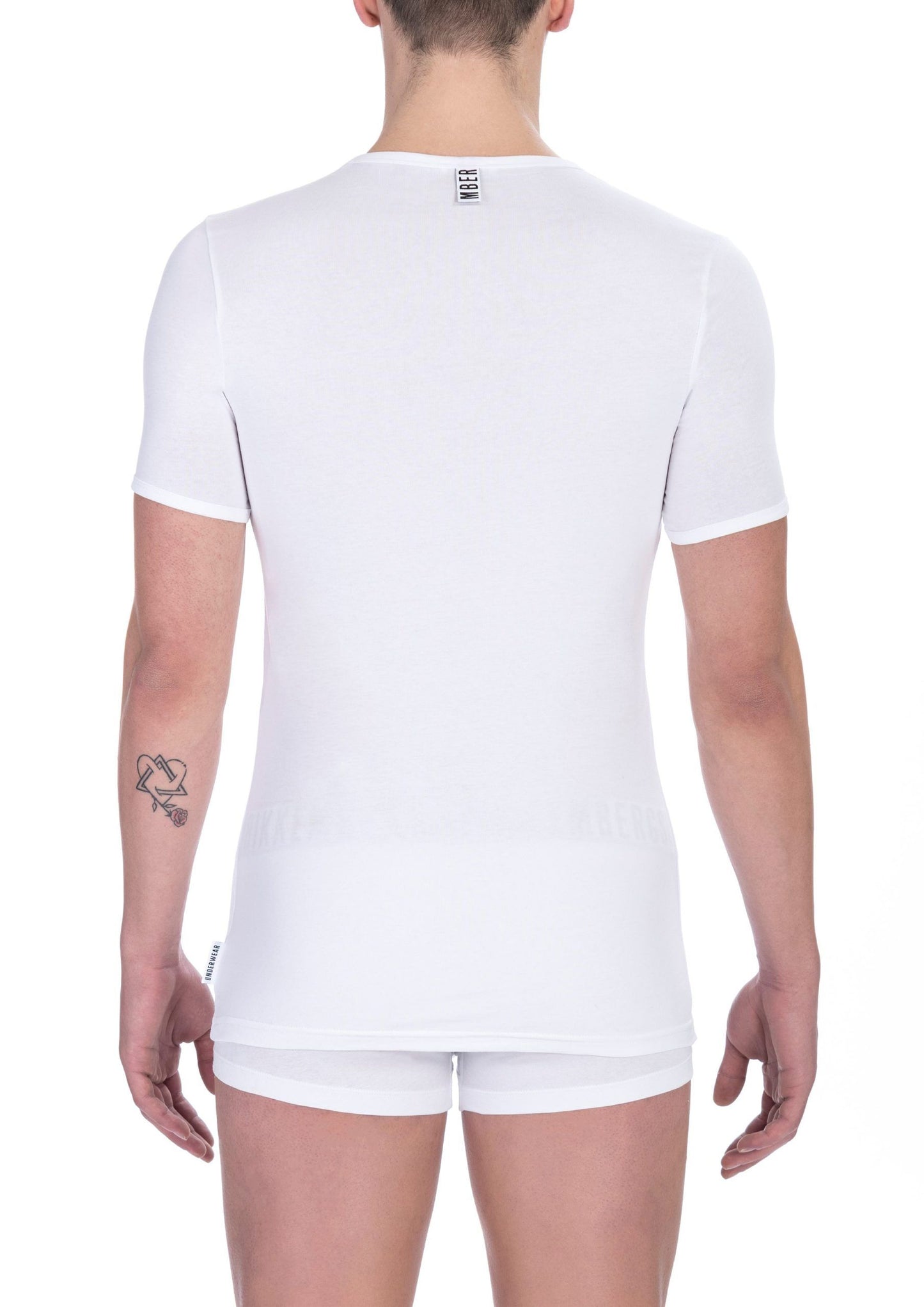 Bikkembergs White Cotton Men V-Neck T-Shirt