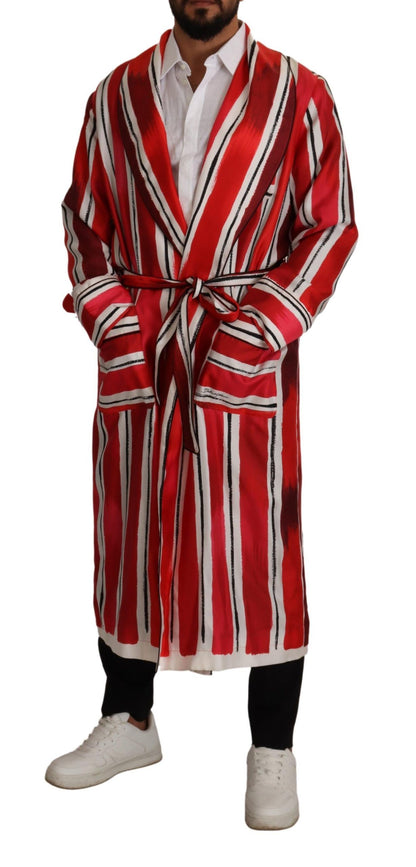 Dolce & Gabbana Chic Striped Silk Sleepwear Robe