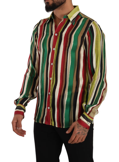 Dolce & Gabbana Elegant Multicolor Striped Silk Blend Shirt