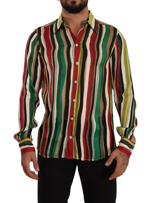 Dolce & Gabbana Elegant Multicolor Striped Silk Blend Shirt