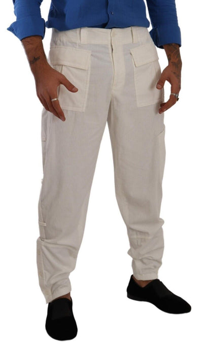 Dolce & Gabbana Elegant Off White Cargo Pants - Regular Fit