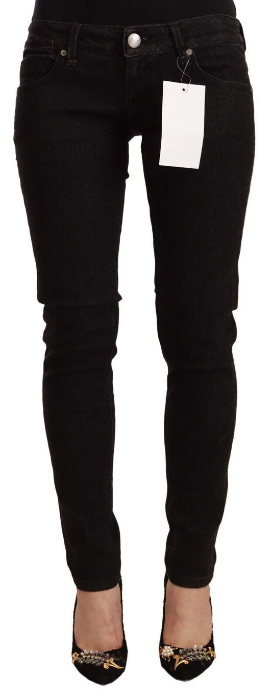 Acht Sleek Skinny Low Waist Black Jeans