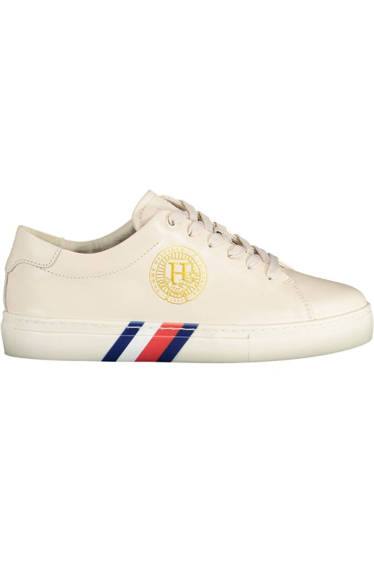 Tommy Hilfiger Beige Leather Women Sneaker