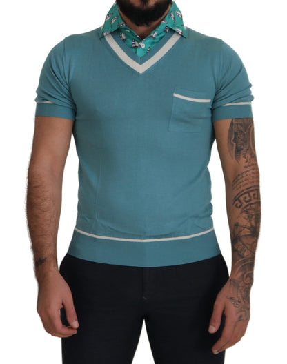 Dolce & Gabbana Elegant Silk Polo Tee with Boat Collar Print