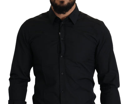 Dolce & Gabbana Elegant Slim Fit Black Cotton Dress Shirt