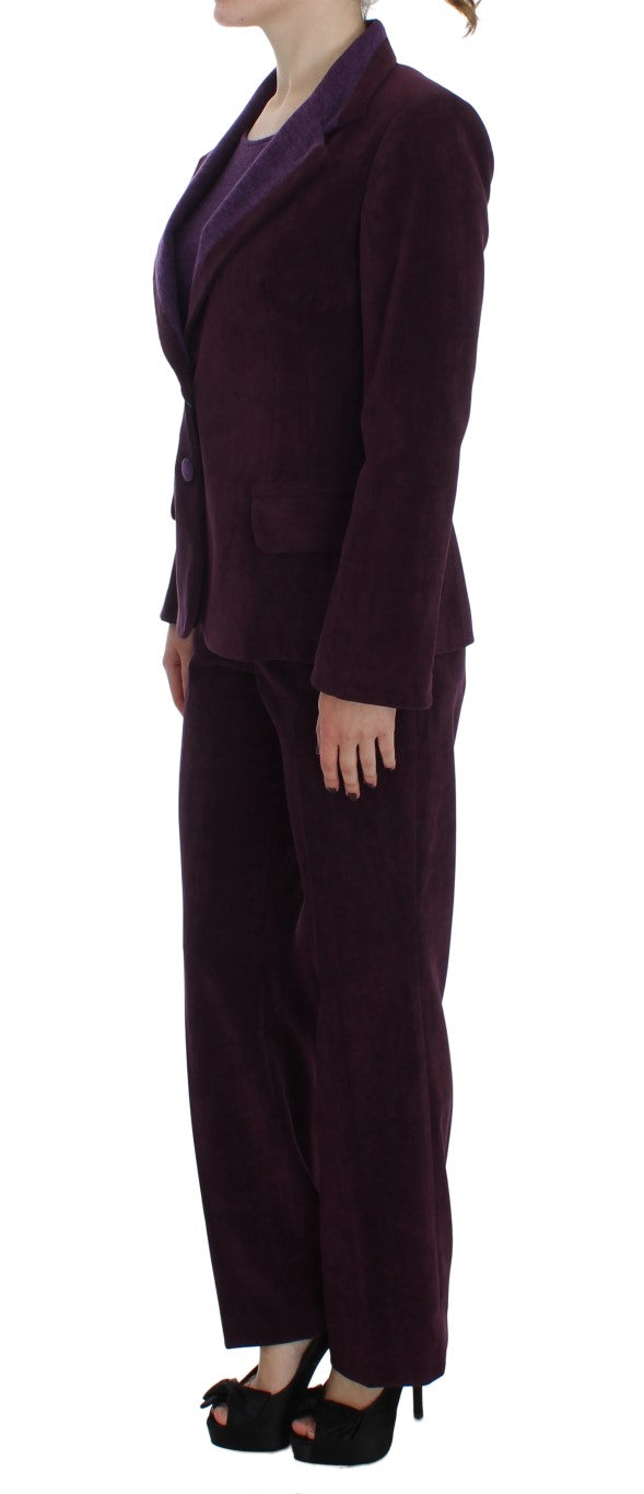 BENCIVENGA Elegant Purple Wool Blend Three Piece Suit Set