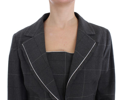 BENCIVENGA Elegant Gray Checkered Sheath Suit Set