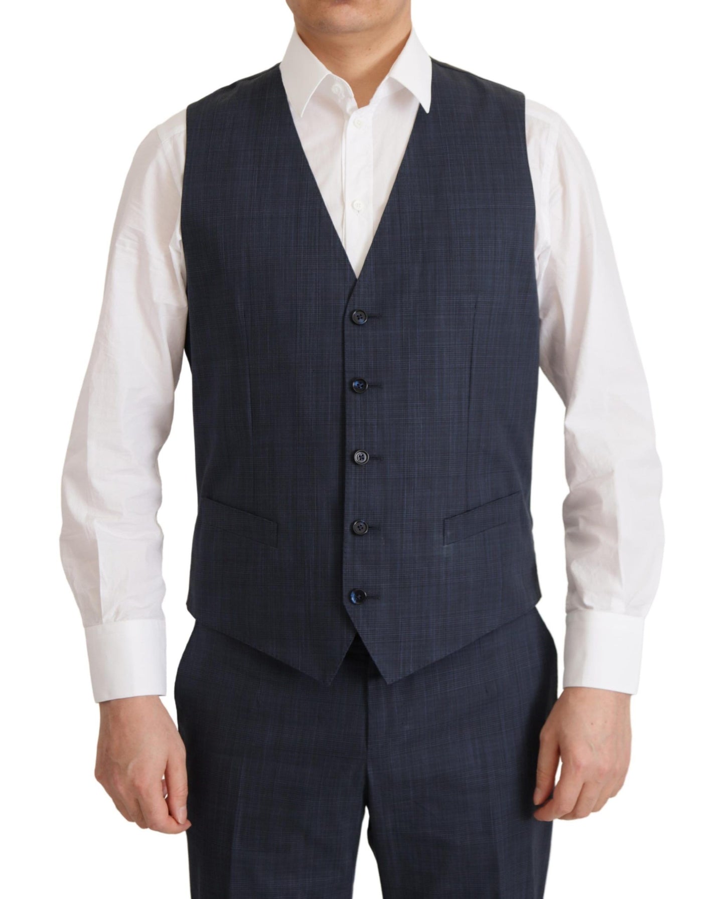 Dolce & Gabbana Elegant Dark Blue Cotton Three Piece Martini Suit