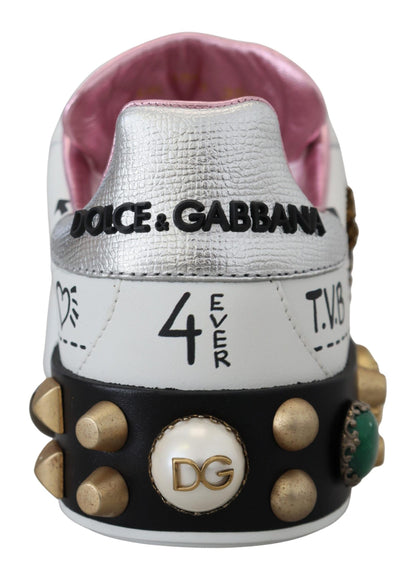 Dolce & Gabbana Queen Crown Chic Leather Sneakers