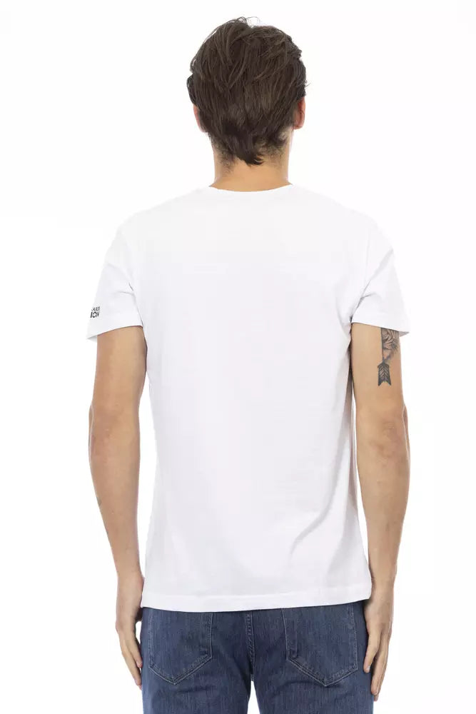 Trussardi Action White Cotton Men's V-Neck T-Shirt