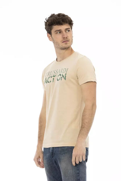 Trussardi Action Beige Cotton Men T-Shirt