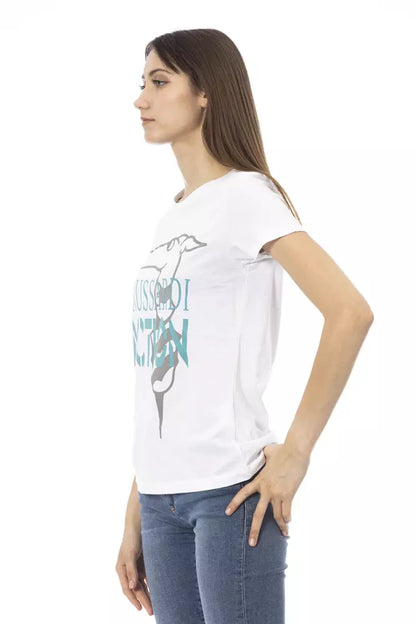 Trussardi Action Chic White Printed Tee: Summer Wardrobe Essential