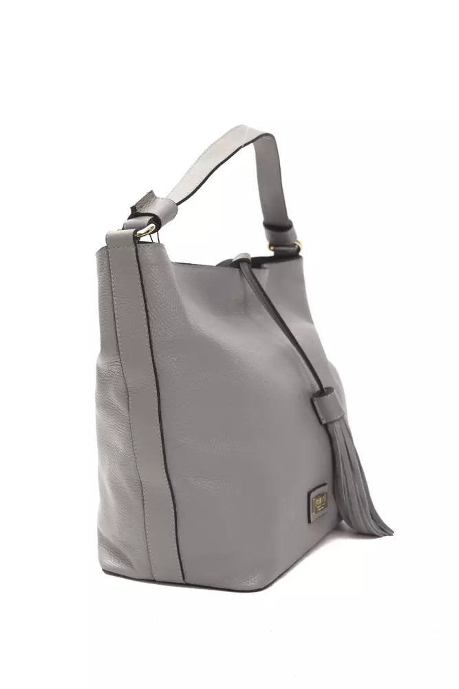 Pompei Donatella Gray Leather Women Shoulder Bag