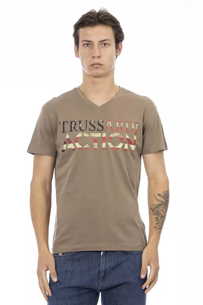 Trussardi Action Brown Cotton Men T-Shirt