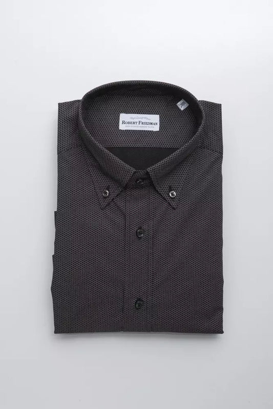 Robert Friedman Black Cotton Men Shirt