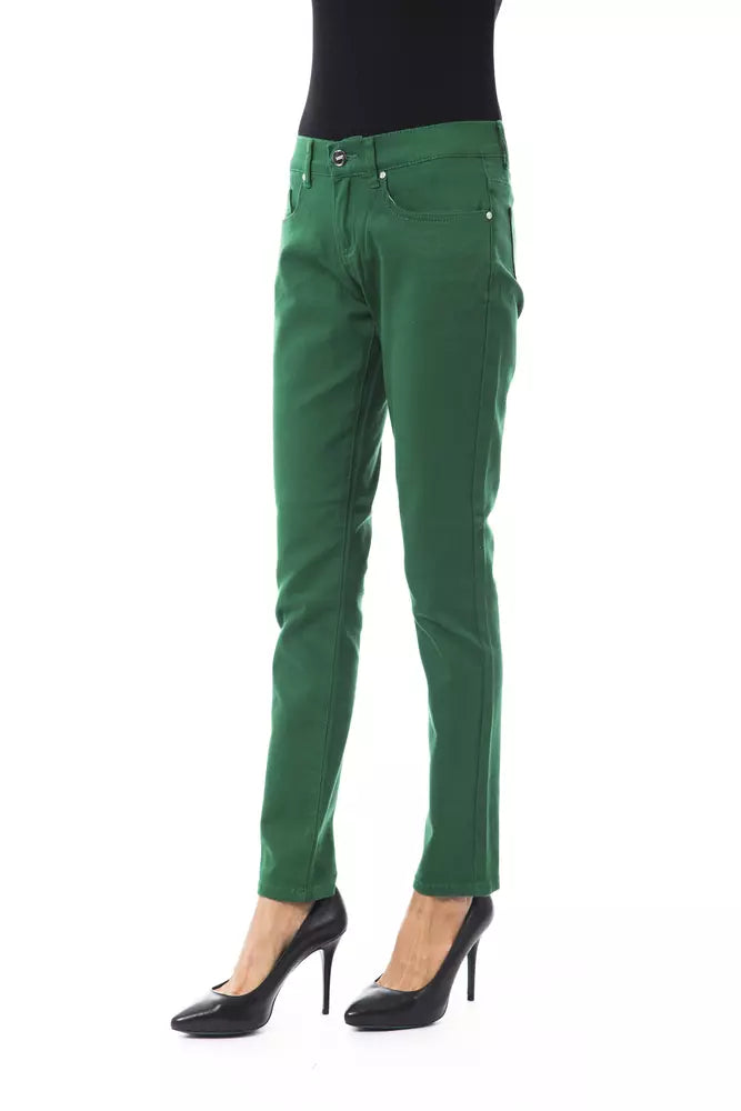 BYBLOS Green Cotton Women Slim Pant