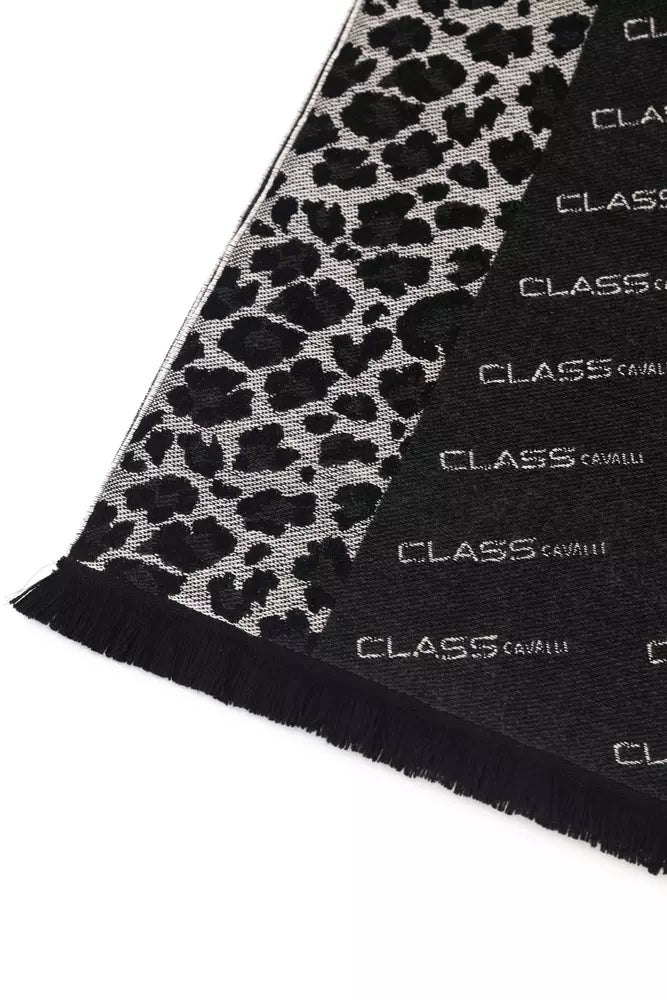 Cavalli Class Black Wool Men Scarf