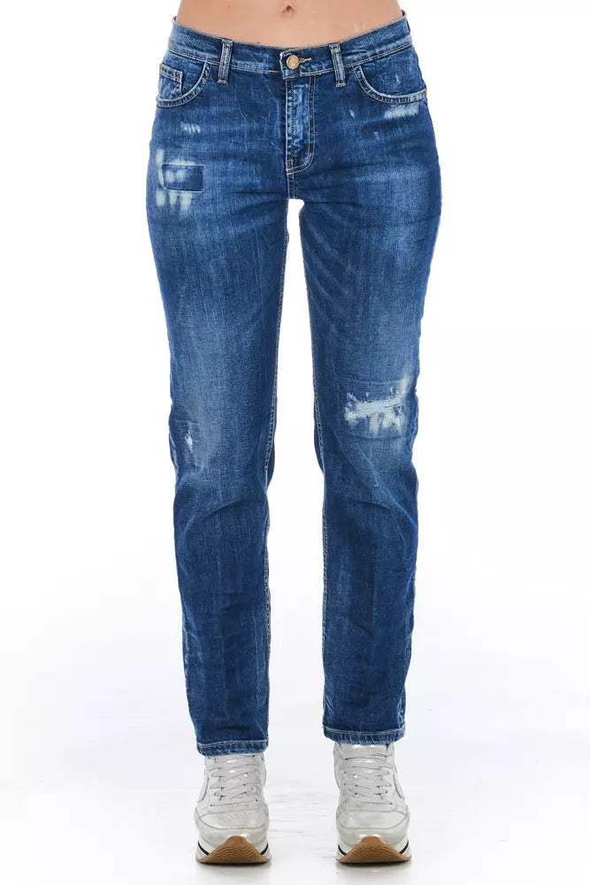 Frankie Morello Blue Cotton Women Jeans