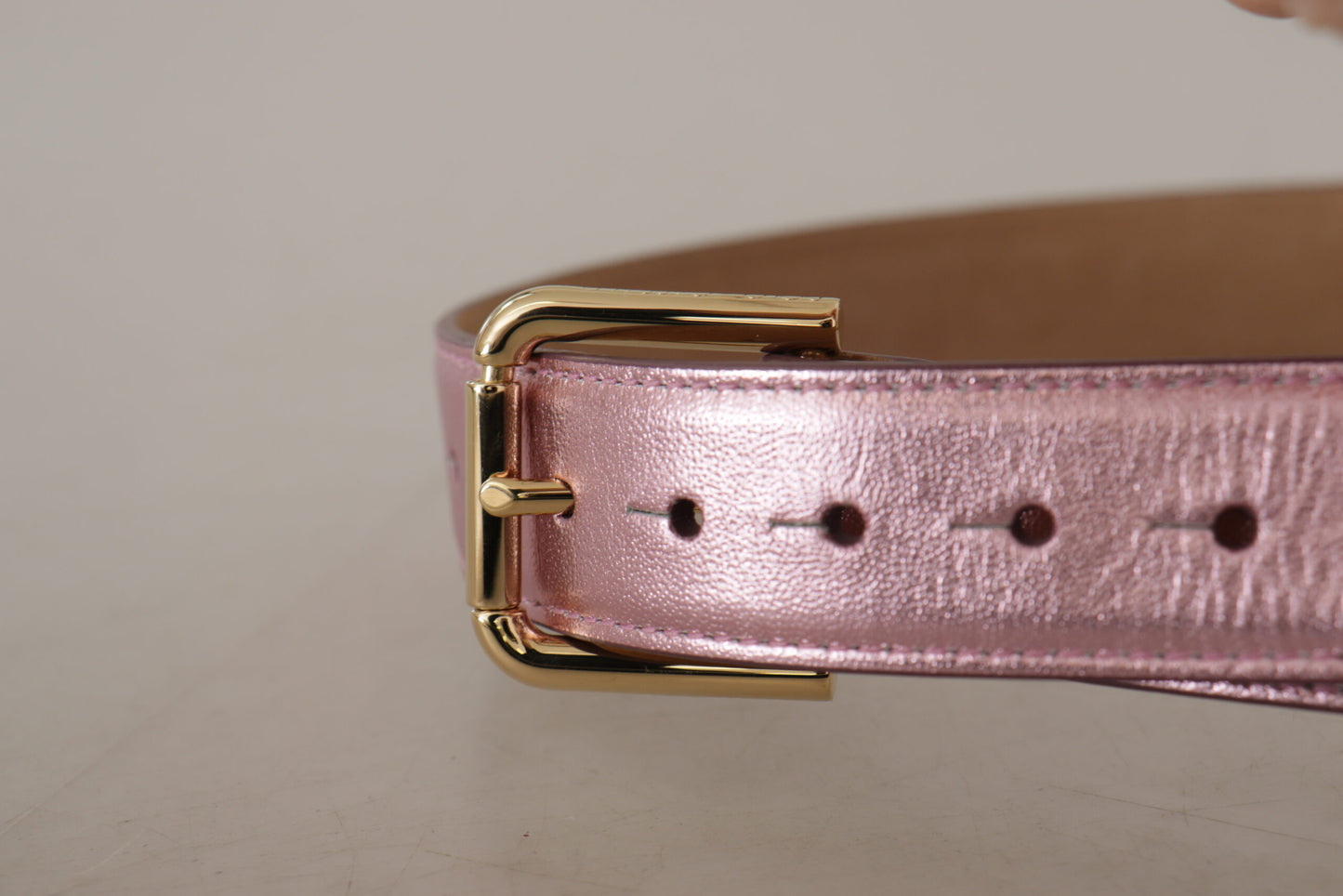 Dolce & Gabbana Elegant Metallic Pink Leather Belt