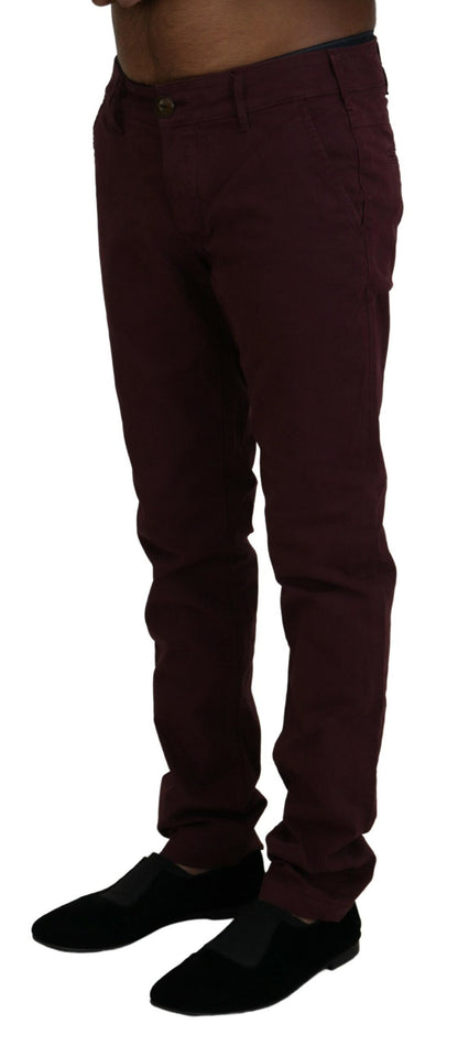 CYCLE Maroon Skinny Fit Cotton Pants