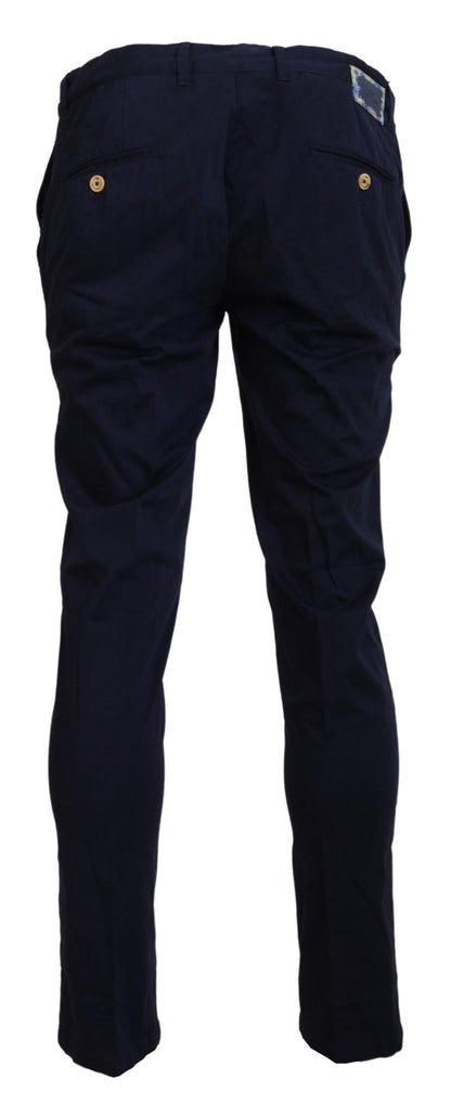 Domenico Tagliente Elegant Dark Blue Slim Chino Pants