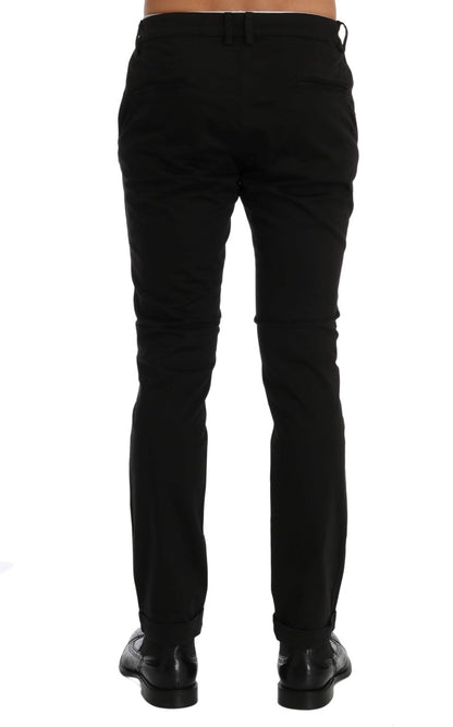 Costume National Chic Black Slim Fit Cotton Stretch Pants