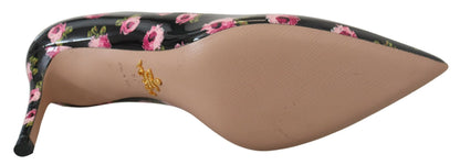 Prada Elegant Floral Print Leather Pumps