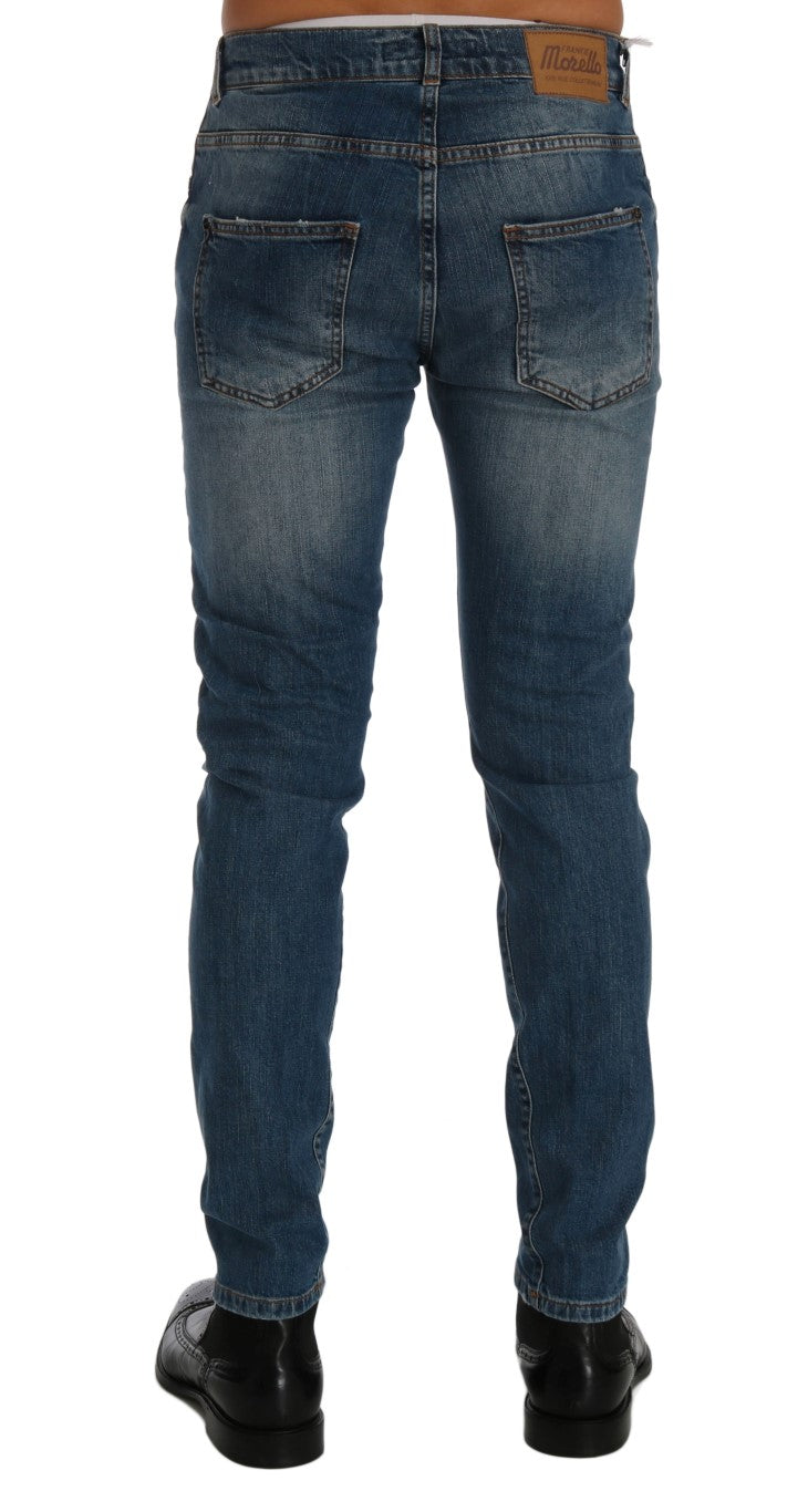 Frankie Morello Svelte Italian Denim - Slim Fit Blue Jeans