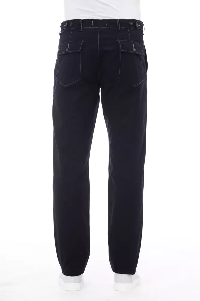 Alpha Studio Blue Cotton Men Pants