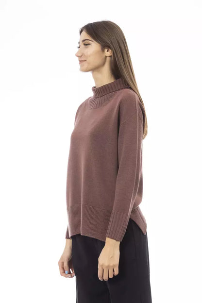 Alpha Studio Brown Merino Wool Women Sweater