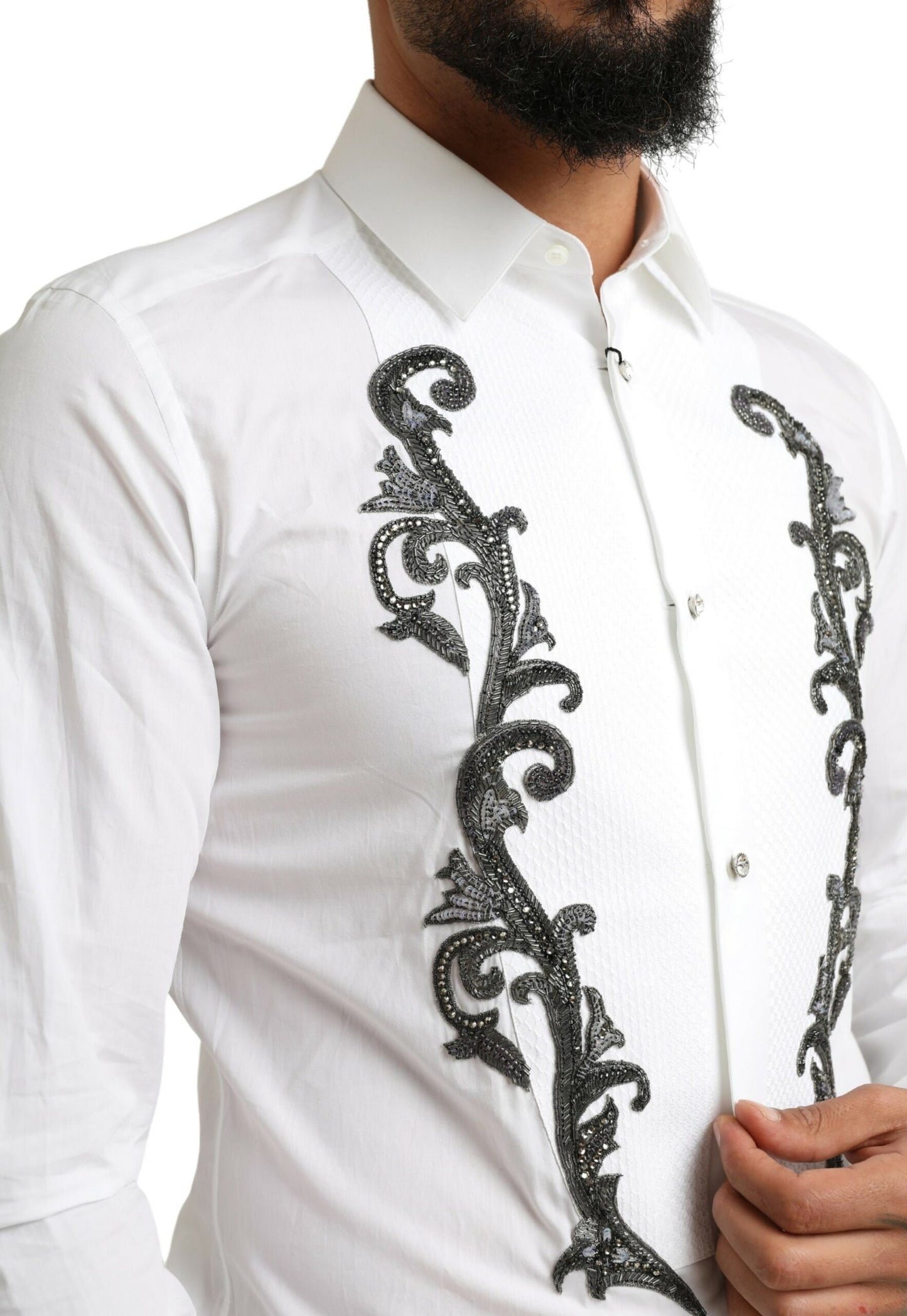 Dolce & Gabbana Italian Designer Slim Fit Tuxedo Shirt