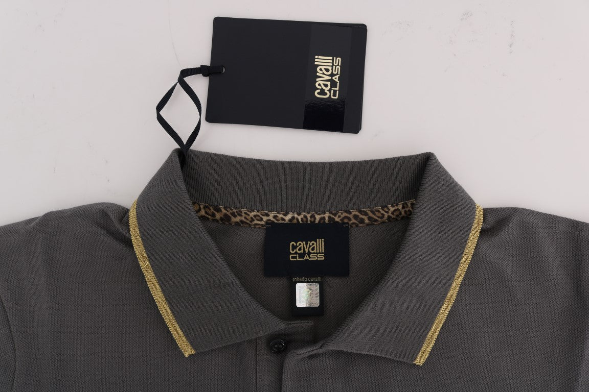 Roberto Cavalli Elegant Grey Cotton Polo Shirt